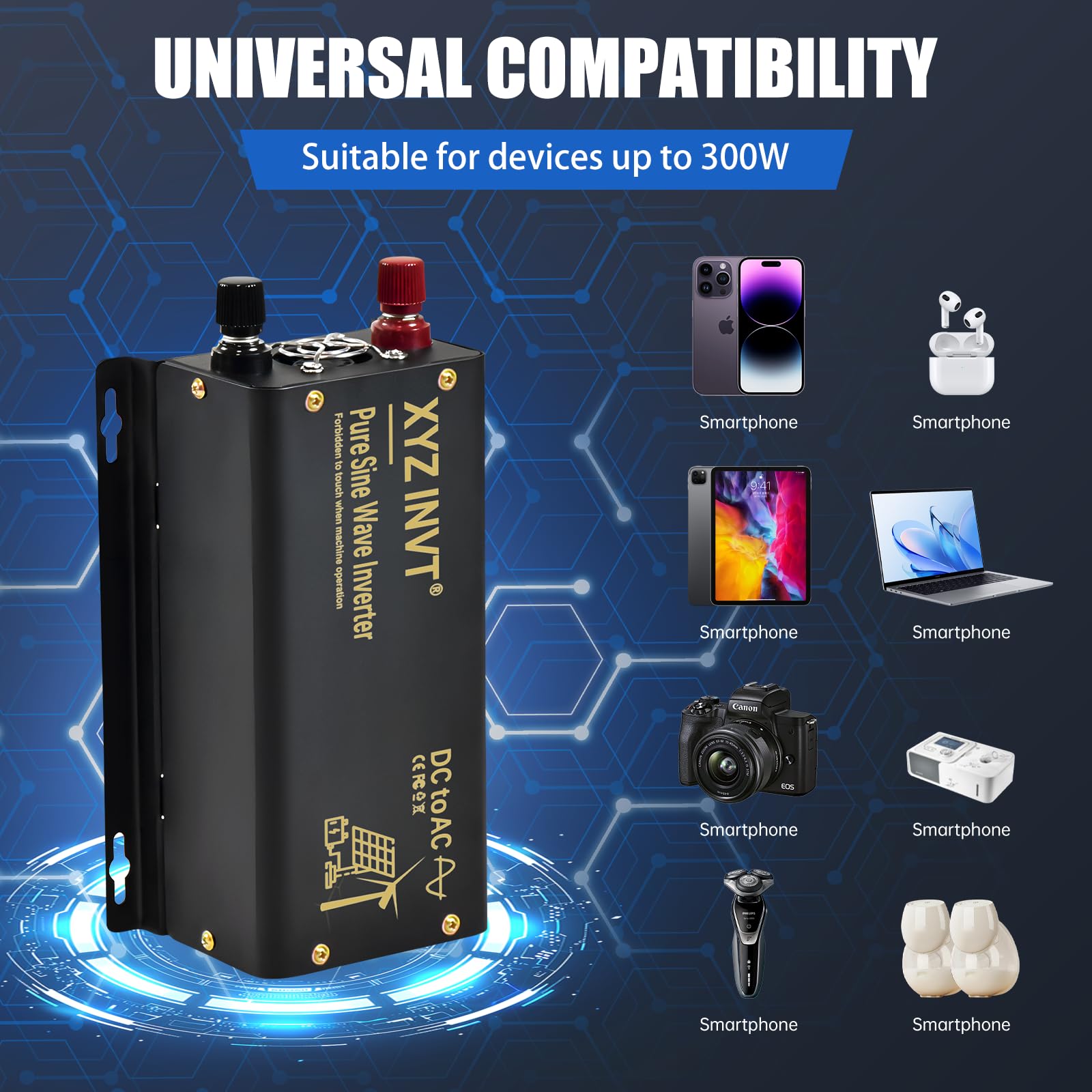 Amazon.com: XYZ INVT 300W Pure Sine Wave Inverter DC 12V to AC